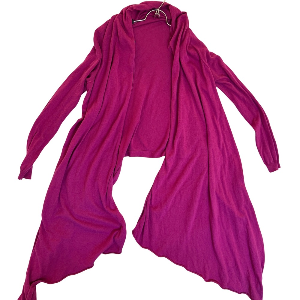 Moda International Fuchsia Cotton Cashmere Draped Waterfall Cardigan S Casual